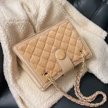 

Lattice Square Crossbody bag 2020 Fashion New High quality Soft Plush Women's Designer Handbag Chain Shoulder Messenger Bag