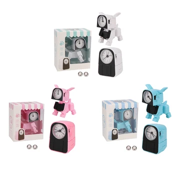 

Creative Cartoon Deformed Robot Dog Alarm Clock Student Bedroom Children's Bedside Silent Sleeping Table Clock Home Decoration