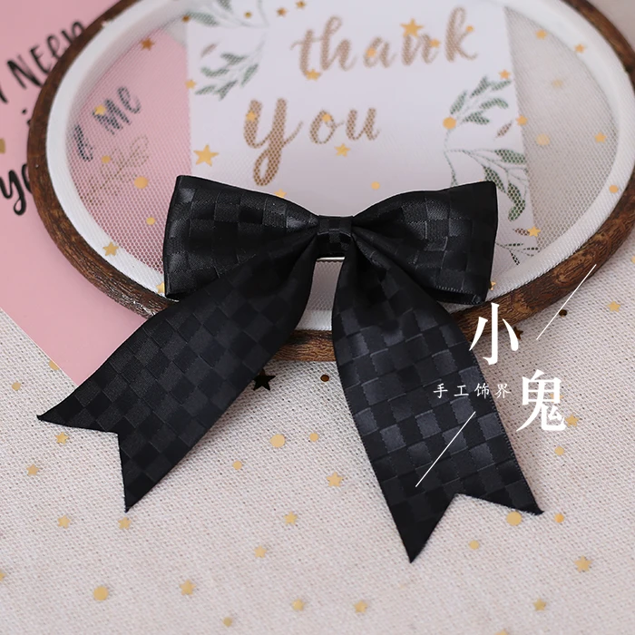 Hand made китайский стиль Лолита шоколадный Кролик волосы "Лолита" Лента розовая строчка контрастный цвет черно-белая повязка на голову kc