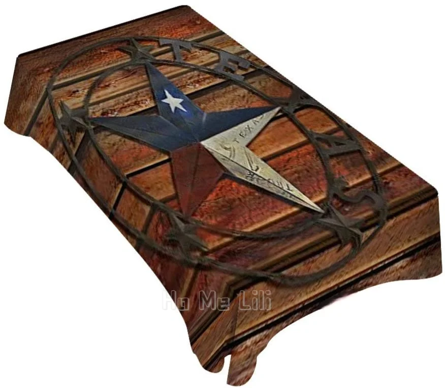 

Decorative Rectangle Table Cloths Vintage Western Texas Star On Wood Board