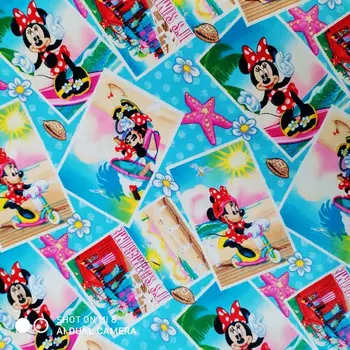 

140cm Width Minie Summer Holiday Blue Cotton Fabric for Girl Dress Clothes Bedding Set Hometextile Cushion Cover Bags DIY-BK873
