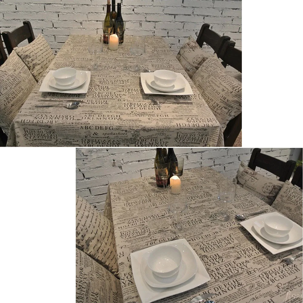 Cotton& Linen Table Cloth Rectangle Dust-proof Tablecloth Coffee Dinner Table Cover for Home/Restaurant 100*140cm