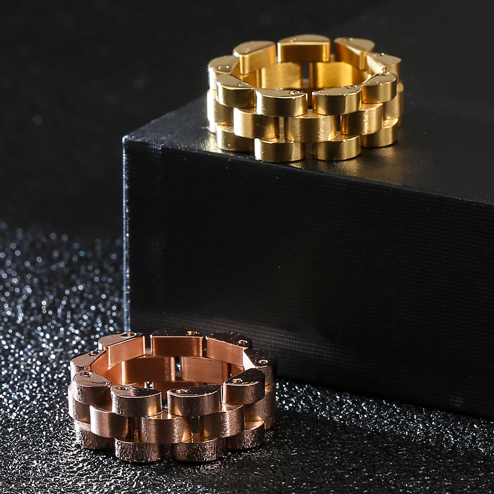 Ring Men Jewelry Strap Wide-Finger-Band Rose-Gold Never Fade 316l-Stainless-Steel Blue