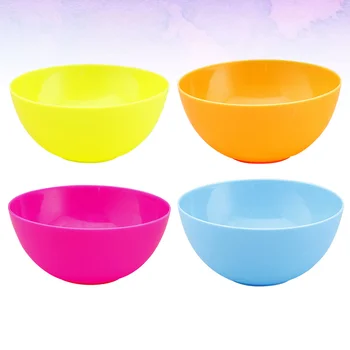 

4pcs Bowl Multifunctional Round Colorful Lightweight Plastic Tableware Dinnerware for Kids Children