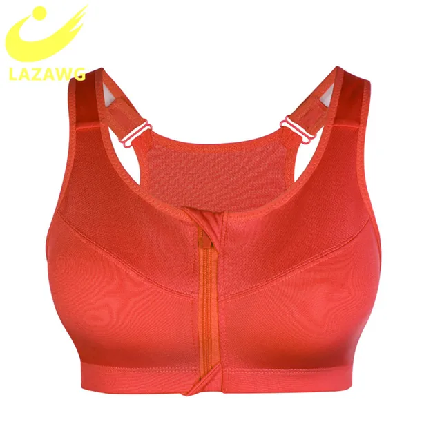 LAZAWG Plus Size S-5XL Sports Bra for Women Gym Push Up Vest Underwear High Shockproof Breathable Fitness Athletic Yoga Bra Tops Orange