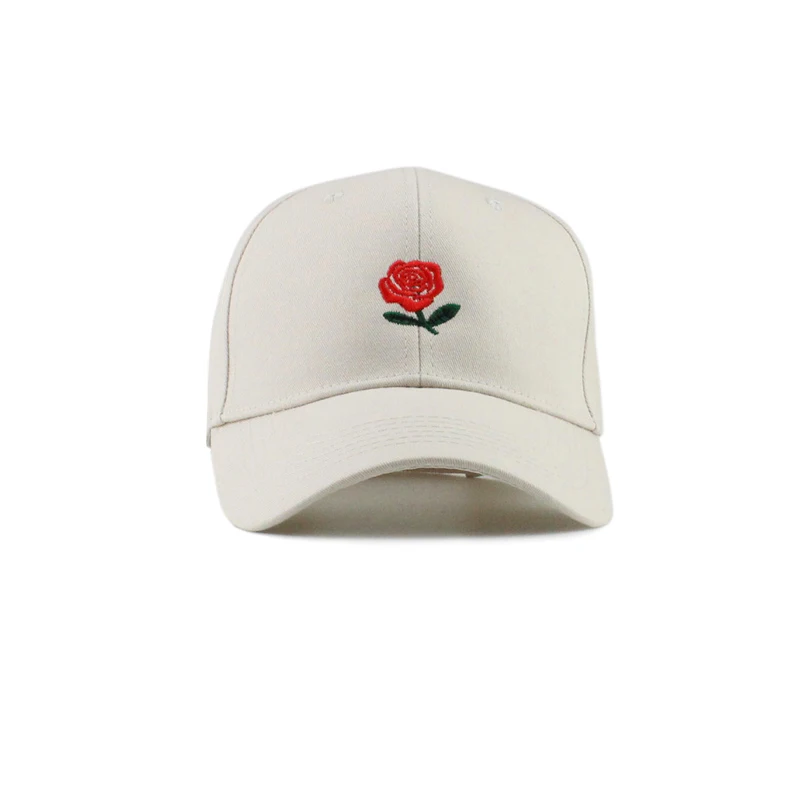 new cotton baseball cap chrysanthemum pattern caps men women Rose embroidery cap outdoor adjustable sports hat EXO GD pmo cap - Цвет: Beige-3