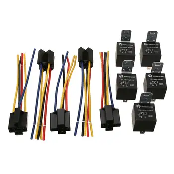 

5pcs DC 12V Car SPDT Automotive Relay 5 Pin 5 Wires W/ Harness Socket 30/40 Amp 40A Relays Relay Socket Wire​