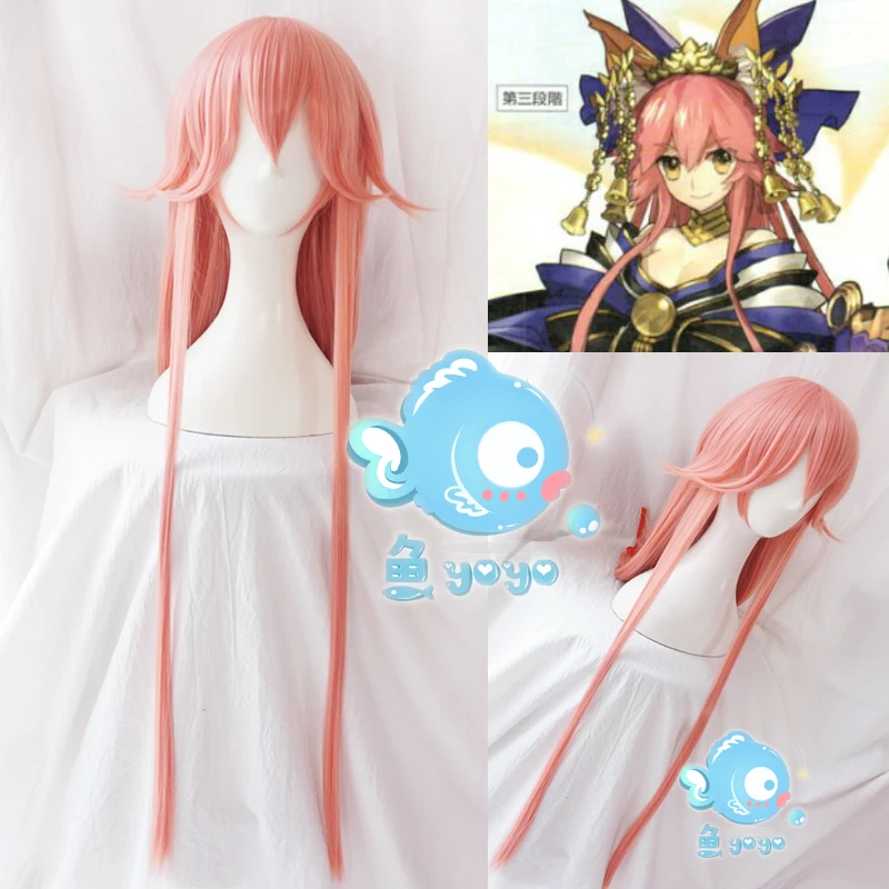 FGO Fate Grand Order EXTRA Tamamo No Mae Косплей парики 150 см Длинные розовые прямые синтетические