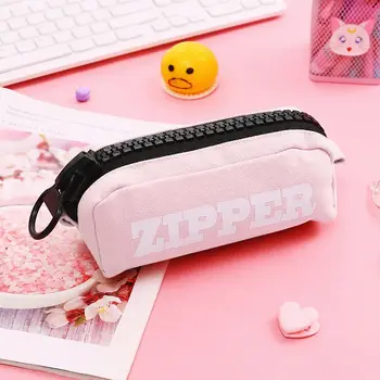 

Creative Big Zipper Pencil Case Canvas High-capacity Pen Bag School Stationery Supplies