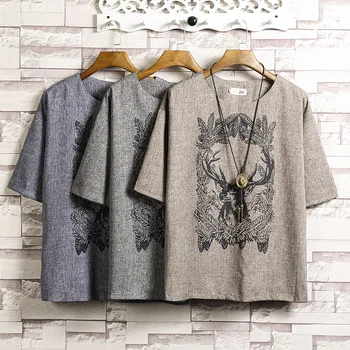 

Short Sleeve T Shirt Men 2020 Summer Tshirt Top Linen TeesBrand Fashion Clothes Plus Size M-4XL 5XL O NECK