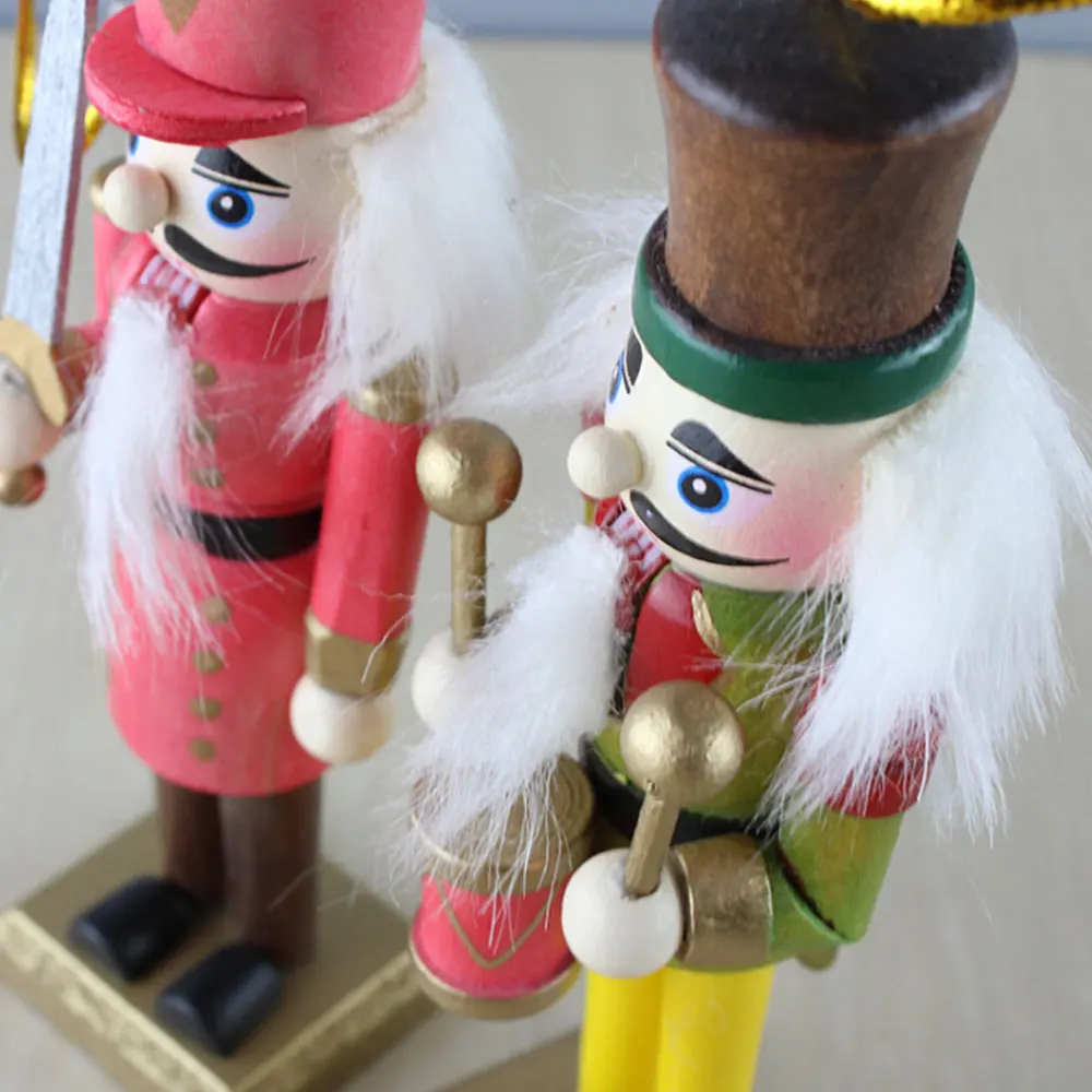6 шт./компл. деревянный Щелкунчик куклы солдат кукол(12 см); Винтаж художественное оформление ручной работы рождественские подарки дерево кулон миниатюрная фигурка