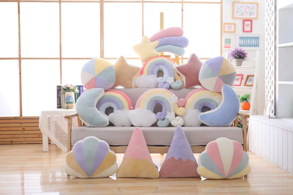 Красочное небо Радуга Lucky star Cloud Единорог плюшевая детская спальная Подушка