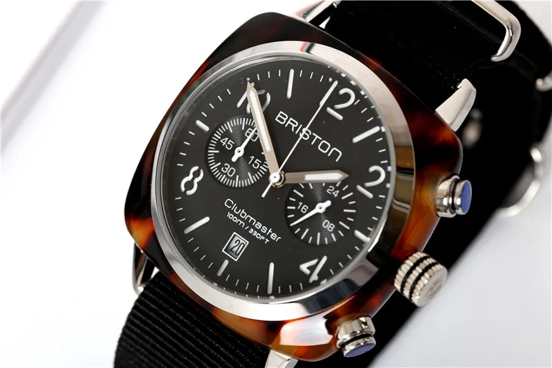 Original BRISTON Couples Wristwatches High Quality Classic Neutral Quartz Watches Sliver Bezel/Black Dial With Black Color Strap