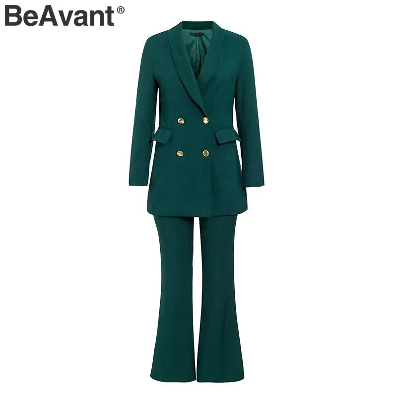 BeAvant, двубортный Блейзер, костюмы для женщин, элегантный, офисный, для девушек, Блейзер, брюки, набор, Осень-зима, карманы, женские, рабочие костюмы