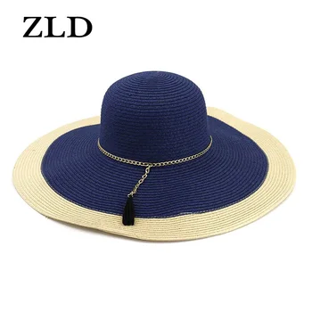 

ZLD Seaside outdoor sun protection straw hat folding beach hat visor beach holiday travel female sun hat women sun hat 2018