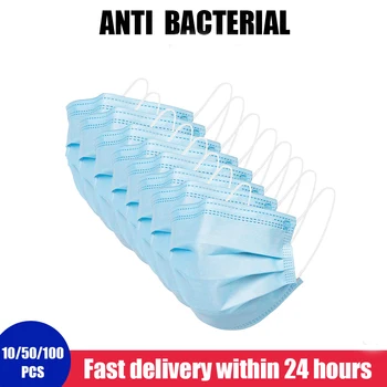 

Anti-pollution 3-layer mask disposable mask anti-bacterial flu filter elastic fast delivery face protection safety mask