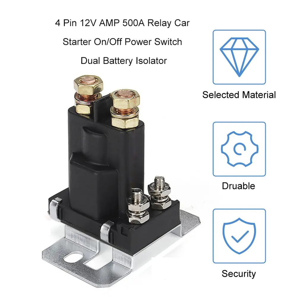 4 Pin 12V AMP 500A реле стартера автомобиля ВКЛ/ВЫКЛ Выключатель питания Двойной аккумулятор изолятор
