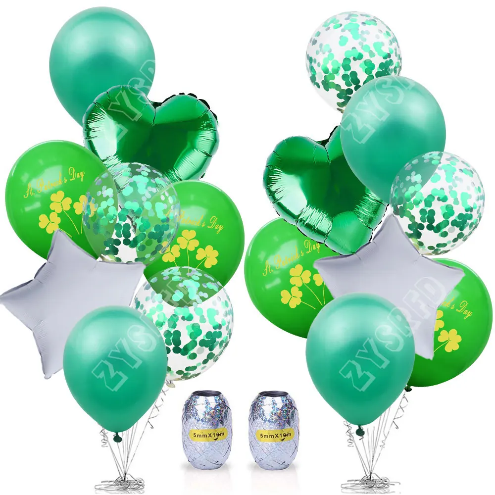 18pcs St. Patricks Day Clover Latex Confetti Helium Balloon For Irish Festival Party Background Decoration Creative Lucky | Дом и сад