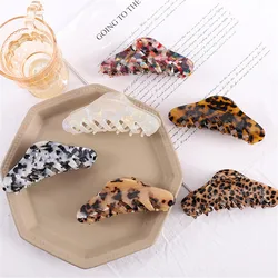 2021 New Acetate Hair Clip For Women Large Geometric Leopard Ponytail Hair Claw Clip Crab Hair Accessories Hairpin