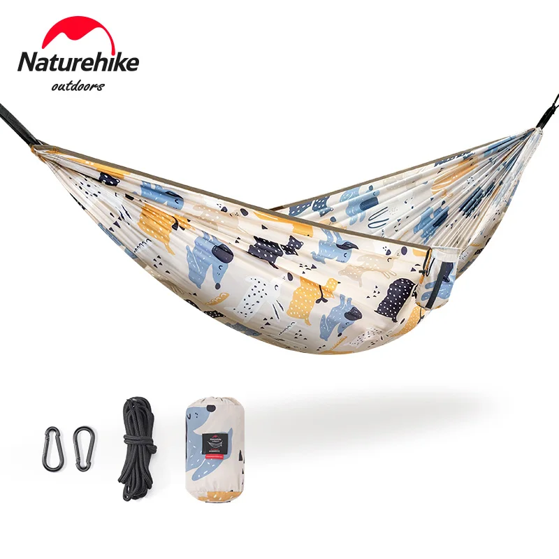 

Туристический гамак Naturehike с принтом для родителей и детей, двойной гамак для отдыха на открытом воздухе, широкая, защита от перекатывания, для походов