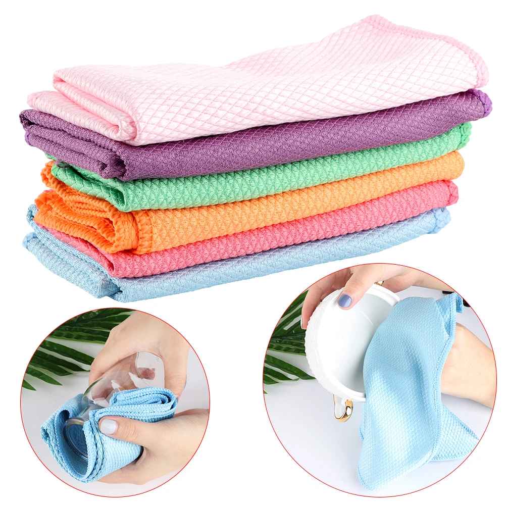 

1/3PC Cleaning Rags Household Car Glass Window Washing Towel Absorbent Dish Cloth Polyester Scouring Pad Kitchen Clean Tools