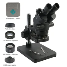 Телефон пайка ПХД ремонт промышленный 3.5X 7X 45X 90X Simul-focal Тринокулярный стереомикроскоп USB HDMI видеокамера 1080P 36MP