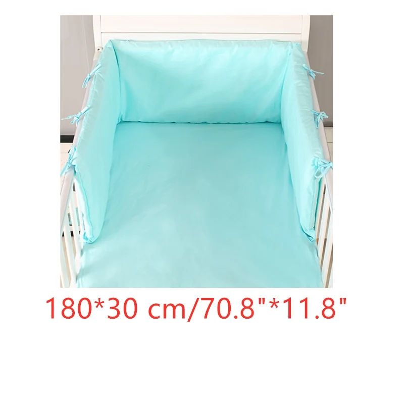 Один-кусок детская кроватка бамперы безопасно, младенцев, новорожденных из хлопка с Бамперы Детское покрывало для кровати Pad Detachble детская кроватка постельные принадлежности Длина 160/180/200 см - Цвет: blue 180x30cm