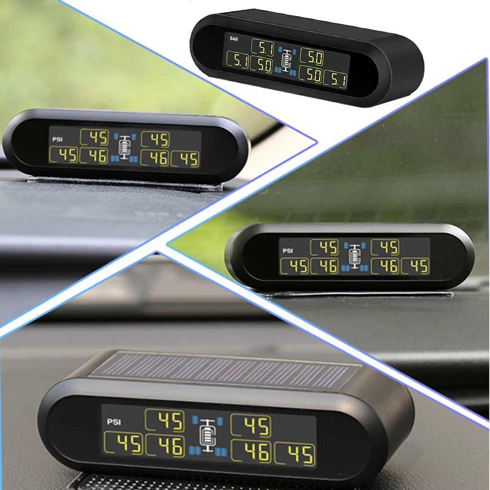 

Digital Solar Energy Portable Tyre Pressure Monitor Mini Practical Wireless Motor Homes 6 Wheels Rechargeable External Sensor