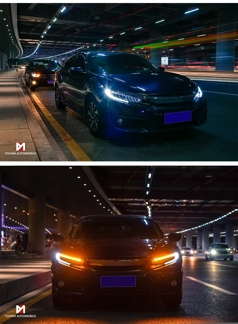 Автомобильный стильный головной светильник для Honda Civic 10th полный светодиодный светильник s с движущимся поворотом, головной светильник, светодиодный DRL передний светильник