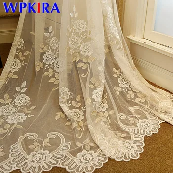 

Romantic Pastoral Embroidered Tulle Curtain for Living room Bedroom Luxury European Curtain Delicate Voile Curtain Rideau P364D3