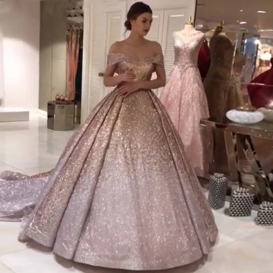 Женское вечернее платье с блестками, розовое блестящее платье макси с открытыми плечами, модель 2022