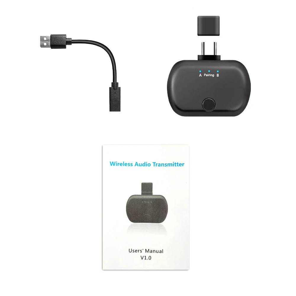 APTX Bluetooth передатчик с низкой задержкой V5.0 аудио адаптер для nintendo Switch PS4 tv PC, USB/type C беспроводной адаптер - Цвет: Черный
