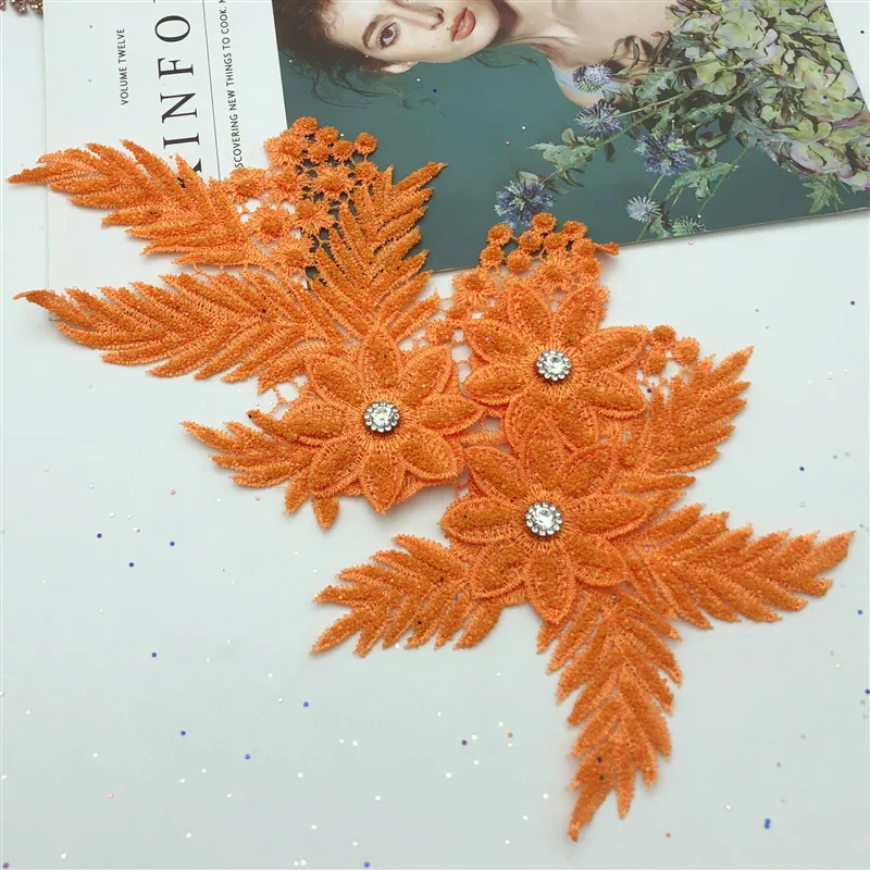 Light orange 10 шт аппликация вышитый цветок с пришитой нашивкой одежда с яркой пудрой ремесло одежды - Цвет: Light orange
