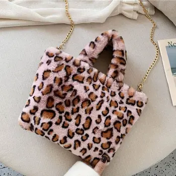 

Women Leopard Pattern Handbag Shoulder Crossbody Bag Lady WInter Tote Satchel