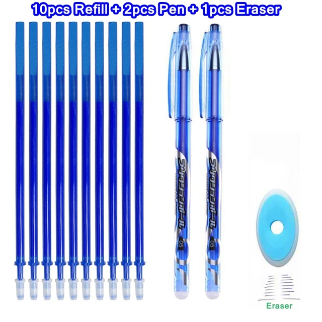 Erasable Pen Set Washable handle Blue Black Color Ink Writing Ballpoint Pens for School Office Stationery Supplies Exam Spare 13Pcs blue-M