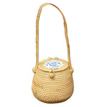

Autumn Rattan Tea Caddy Loose Tea Storage Box High-End Tea Box Pastoral Style Natural Material Snack Box