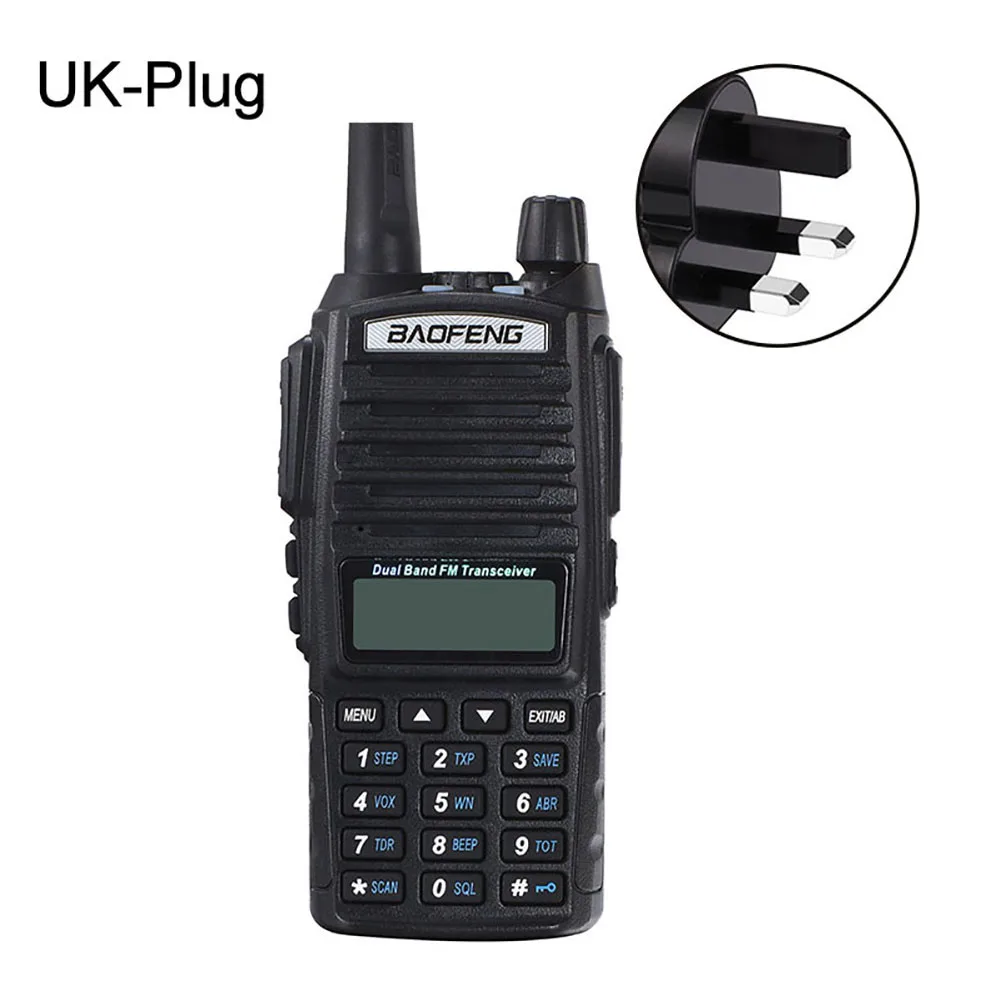 Black UK Plug Baofeng UV-82 Plus 8 Вт 10 км Большая дальность мощная рация портативная CB vhf/uhf двухстороннее радио Amador 8 Вт радиостанция - Цвет: Black UK Plug
