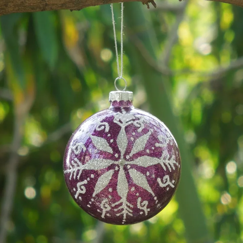 

Free Shipping 2pcs/pack Diameter=10cm Middle Size Purple Series Glass Ball Christmas Tree Globe Home Decoration Hanging Pendant