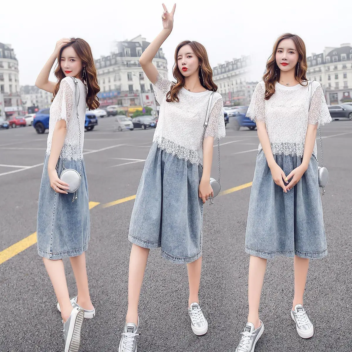 

Computer Cable Lock Women's Summer 2019 New Style WOMEN'S Dress Korean-style Summer Joint Loose-Fit Mock Two-Piece WOMEN'S Dress