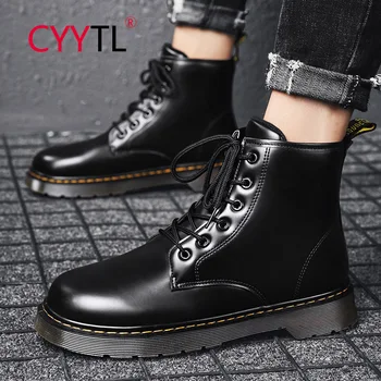 

CYYTL 2020 New Black Men Shoes Four Seasons Fashion Warm Breathable Men's Boots Rubber Platform anti-skid Casual Shoes