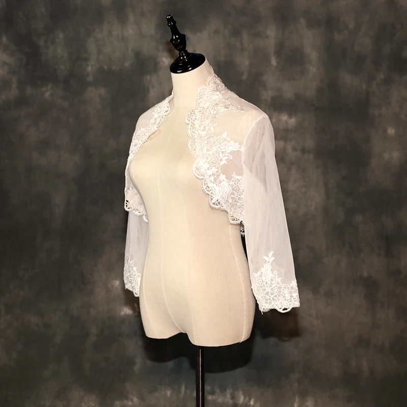 Женское свадебное болеро с длинным рукавом кружевной топ аппликацией