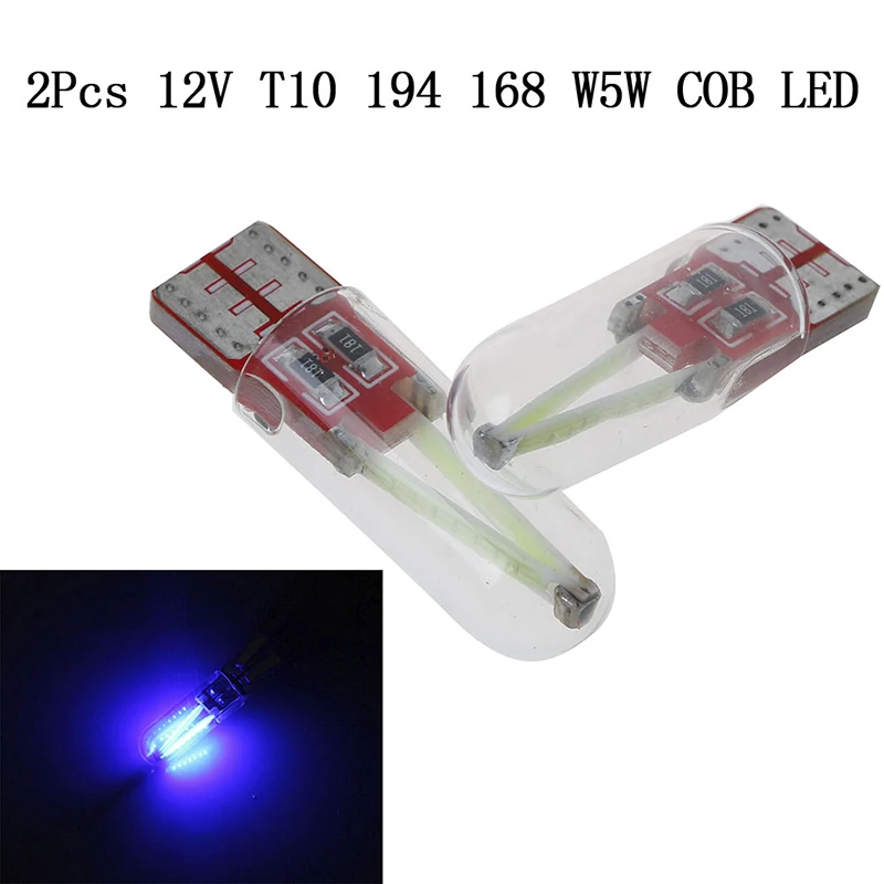 2pcs 12-24V License Plate Width Light Purple bulb COB DC LED Canbus Glass