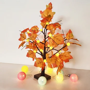 

Newly 24 LED Desktop Lighted Maples Tree Battery Operated Thanksgiving Table Decoration Lights Maples Leaves Tree Lamp V