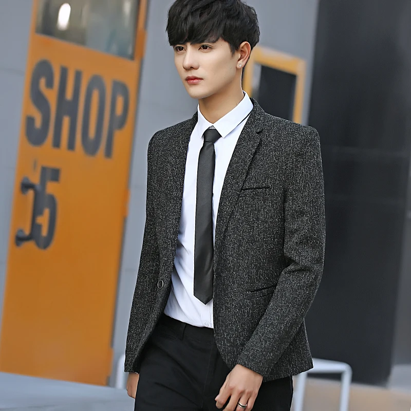 Men‘s Blazers New Autumn Smart Casual Business Formal Black Suit Jacket Solid Slim Fit Single Breasted Male Blazers Men
