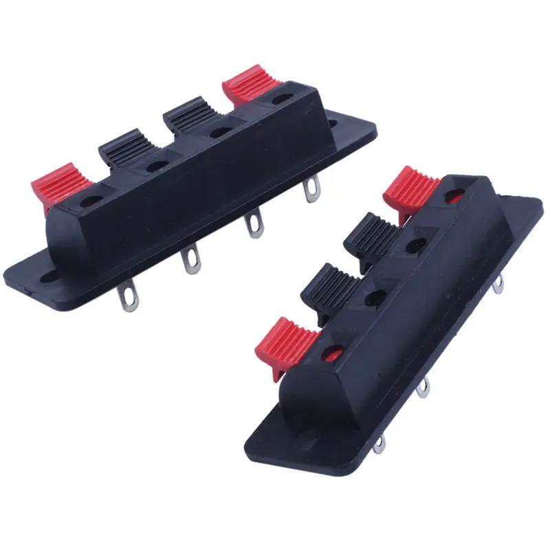 

NEW-5 Pcs 4 Pins Spring Loaded Push Type Speaker Terminal Board 64x25mm