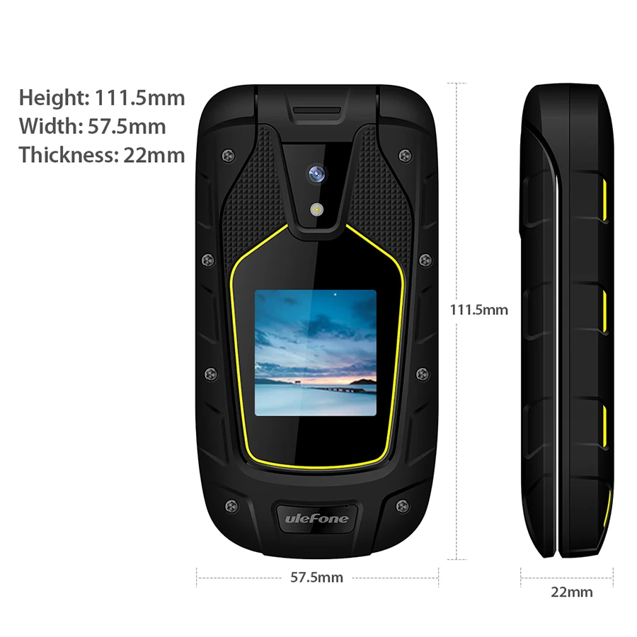 Ulefone бронированный флип IP68/IP69K водонепроницаемый мобильный телефон 1200 мАч
