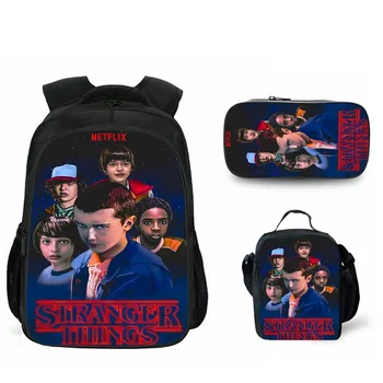 

stranger things School Bags For Boys Girl 3D Print Fashion 3pcs Double Shoulder Backpack Teen Girls Satchel Mochila