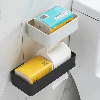 

Hole-Punched Toilet Toilet Tissue Box Suction Wall Health Cardboard Box Volume Storage Shelf Hand Cardboard Box Paper Extraction
