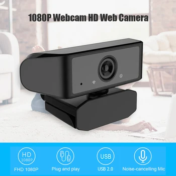

1080P HD Webcam with Mic USB Driver Free Web Camera for Windows PC Android TV Widescreen Video Work Home Accessories