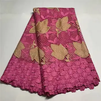 

heavy Plain Lilac All Handworks African guipure lace Rich wedding cord fabric Big Nigerian occasional wear dress clothes 5 yards